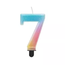 Pastel Rainbow Candle Number 7