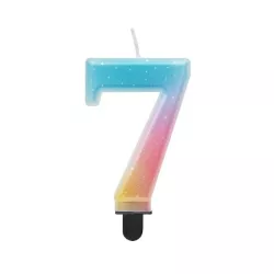 Pastel Rainbow Candle Number 7