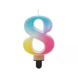 Pastel Rainbow Candle Number 8