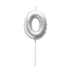 Candele a palloncino argento - Numero: 0