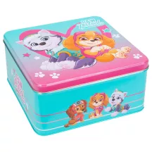 Cookie tin Paw Patrol pink/turquoise 21×21×10 cm – Storage tin for cookies and pastries | Cakelicious
