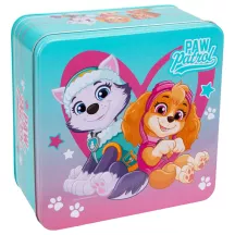 Cookie tin Paw Patrol pink/turquoise 21×21×10 cm – Storage tin for cookies and pastries | Cakelicious