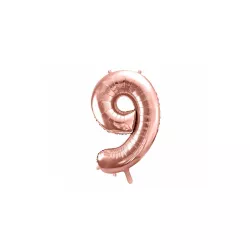 Luftballon roségold, Zahl 9 – 86 cm