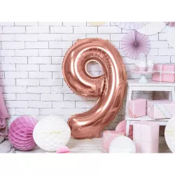 Palloncino oro rosé, cifra 9 – 86 cm