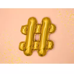 Buchstabenballon gold, Hashtag – 35 cm