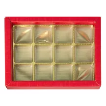 Boîte de chocolats rouge pour 12 chocolats