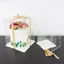 Set scatola per torte trasparente 18 x 18 x 20 cm