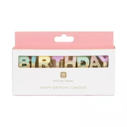 Letter candles Happy Birthday pastel and gold