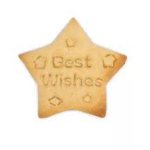 Star cookie cutter with embossing ejector "Best Wishes"