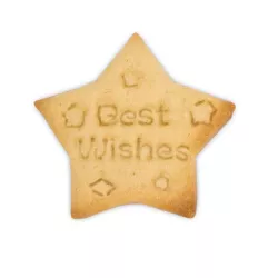 Star cookie cutter with embossing ejector "Best Wishes"