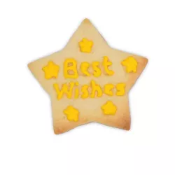 Star cookie cutter with embossing ejector "Best Wishes"