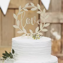 Cake topper Love made of wood, 14 cm