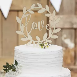 Cake topper Love made of wood, 14 cm