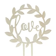 Cake topper Love made of wood, 14 cm