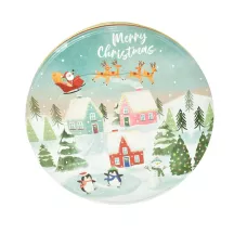 Merry Christmas biscuit tin, round Ø 200 x 90 mm