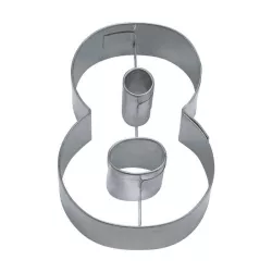 Tagliabiscotti numero 8 in acciaio inox per biscotti di compleanno