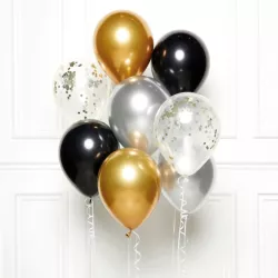 Set di palloncini nero/oro/argento, 8 pezzi