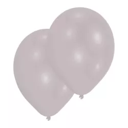 Metallic Ballone Silber, 10er-Pack (Ø 27.5 cm)
