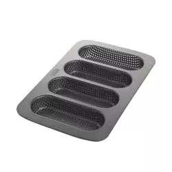 Perforated mini baguette baking tray