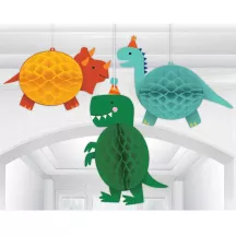 Honeycomb dinosaurs to hang up, 3 pieces
