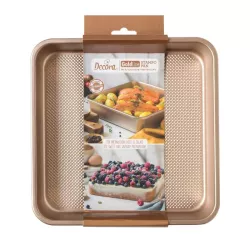 Stampo antiaderente quadrato oro rosa 24.5 cm