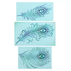 Stencil set peacock feather, 3 pieces