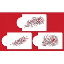 Set de pochoirs plumes de paon, 3 pièces