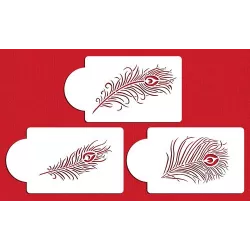 Set de pochoirs plumes de paon, 3 pièces