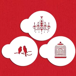Stencil Love Birds & Chandelier, set da 3