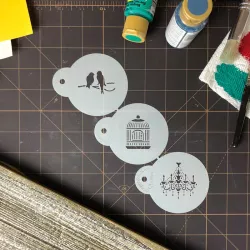 Stencil Love Birds & Chandelier, set da 3