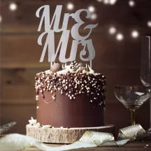 Cake topper Mr & Mrs, silver