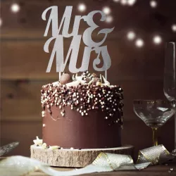 Cake topper Mr & Mrs, argento