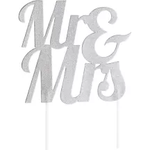 Cake topper Mr & Mrs, silver