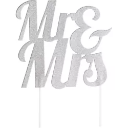 Cake Topper Mr & Mrs, Silber