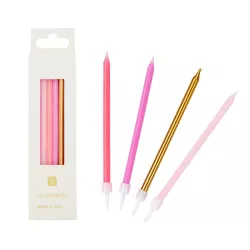 Candles pink, pink and gold 10 cm, 16 pieces