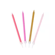 Candele rosa, rosa e oro 10 cm, 16 pezzi