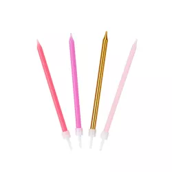 Candles pink, pink and gold 10 cm, 16 pieces