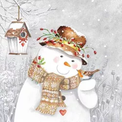 Tovaglioli di carta Pupazzo di neve & Pettirosso, 20 pezzi