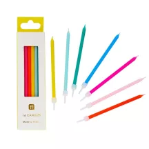 Kerzen Regenbogenfarben 10 cm, 16 Stück