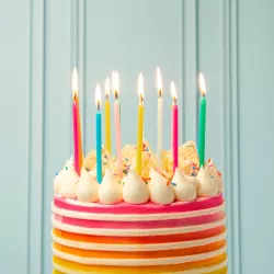 Candles rainbow colors 10 cm, 16 pieces
