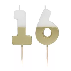 Candela numero 16 con bianco e oro