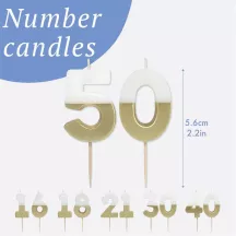 Number candle 16 with white and gold