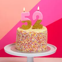 Number candle 2 with pink and gold