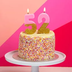 Number candle 2 with pink and gold