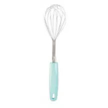 Fouet en inox avec manche en pastique turquoise