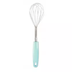 Fouet en inox avec manche en pastique turquoise