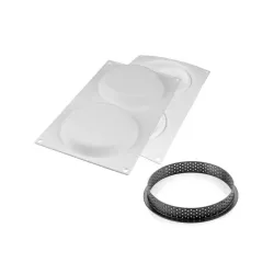 Tart set round Ø 12 cm with 4 molds and silicone topping