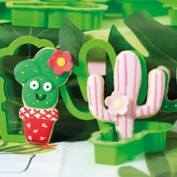 Set d'emporte-pièces cactus avec gaufrage, 2 pièces en acier inoxydable