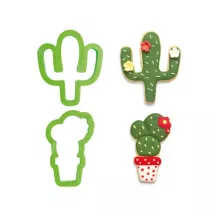Set d'emporte-pièces cactus avec gaufrage, 2 pièces en acier inoxydable