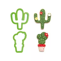 Cactus cutter set with embossing, 2-piece set made of stainless steel